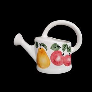 Vintage Ceramic Watering Can Vase Fruit Pattern CKRO China